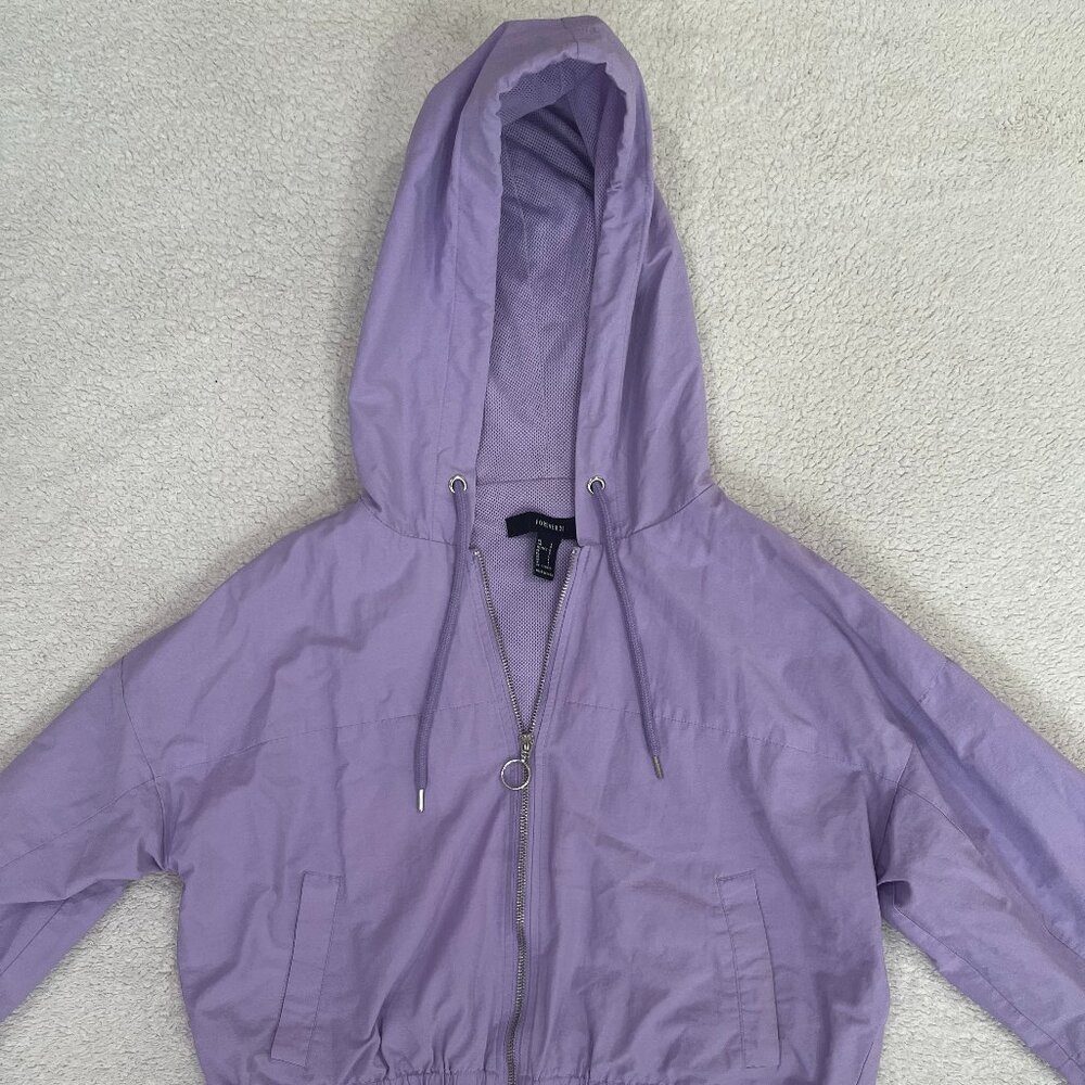 Cropped Fit Lavender Zip Up Hoodie